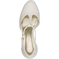 Marco Tozzi Damen Pumps mit T-Riemen Plateau und Trichterabsatz 2-24419-45, Größe:39 EU, Farbe:Beige