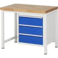 RAU Werkbank mit 3 Schubladen - Vollauszug - 180:3 - 840 x 1.000 x 700 mm (HxBxT) - Traglast 1.250 kg - Buche