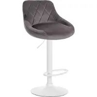 DELUKE Barhocker FALON - Samt Grau 46x49x83 cm Weiß | Barstuhl Mit Lehne Drehbar Tresenhocker Tresenstuhl Kneipenhocker Kneipenstuhl