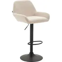 DELUKE Barhocker DUBLIN - Creme, Stoff, Schwarz | Barhocker mit Lehne Barstuhl Tresenhocker Tresenstuhl Kneipenhocker Kneipenstuhl