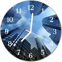 Tulup Glasuhr Wanduhr Küchenuhr Echt-Glas 30fi cm Glasbauten blau