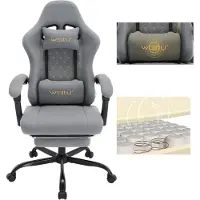 Woltu Gaming Stuhl mit Massagefunktion, Taschenfederkissen, ergonomisch, Netzstoff, Grau