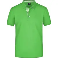 James & nicholson Button-Down-Polo mit modischem Einsatz lime-green/lime-green-white, Gr. S