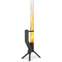 Gardenflare 10002, Freistehende Feuerstelle, Geschlossen, Pellet, Schwarz, Transparent, Draußen, Glas