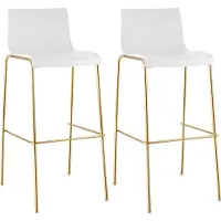 CLP Barhocker 2er Set Hover Sitz aus Kunststoff Vierfußgestell Goldoptik bis 150 kg weiß