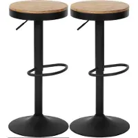 CLP Barhocker 2er Set, Barstuhl Pitas höhenverstellbar mit Holz-Sitzfläche natur
