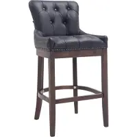 DELUKE Barhocker KAGAD - Echtleder Schwarz 55x57x109 cm Dunkelbraun | Barstuhl Mit Lehne Tresenhocker Tresenstuhl Kneipenhocker Kneipenstuhl