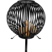 Esschert Design Feuerkorb Ball Gestreift Schwarz Kohlenstoffstahl FF400
