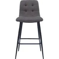Miliboo - Design-Barhocker aus grauem Stoff und Metall H65 cm (Satz von 2) ESCAPE
