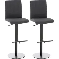 DELUKE 2er Set Barhocker DIVER - Stoff Dunkelgrau 40x49x93 cm Schwarz | Barstuhl Höhenverstellbar Mit Lehne Drehbar Tresenhocker Tresenstuhl Kneipenhocker