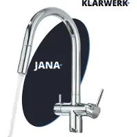 KLARWERK Jana | ausziehbare 3-Wege Armatur Edelstahl Chrom Glanz | Filter Trinkwasser Wasserhahn Küche | Osmose Mischbatterie U-Auslauf 3 Anschlüsse