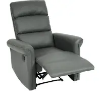Mendler Fernsehsessel MCW-J96, Relaxsessel Sessel Liegesessel, Liegefunktion verstellbar Kunstleder grau