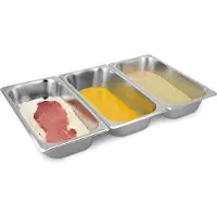 Navaris Panier-Set aus Edelstahl 3-teilig - 3x Schale zum Panieren 32,5 x 17,5 x 6,5 cm - Schnitzel Fleisch Fisch - Metall Panierstraße rechteckig