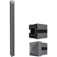 Mendler WPC-Pfosten Sarthe-WPC-Zaun, Pfeiler Pfahl, Stecksystem 240cm, grau