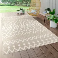 Paco Home In- & Outdoor Teppich, Terrasse u. Balkon, Wetterfest Modern Geometrische Muster Grösse 60x100 cm