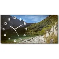 Tulup Wanduhr aus Glas – 60x30 cm - Glasbild - Glasuhr - Gehärtetes Glas - weisse-zeiger - Sea Auge des Tatra