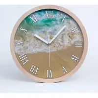Tulup Holzuhr 30fi cm wanduhr - weiße Spitzen - Strand und Meer