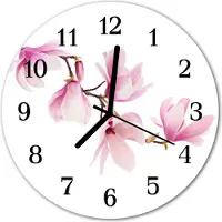 Tulup Glasuhr Wanduhr Küchenuhr Echt-Glas 30fi cm Magnolie rosa