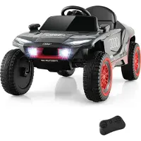 Goplus 12 V Elektroauto Audi, Elektrofahrzeug mit 2,4G Fernbedienung & Musik & LED-Leuchten & 4 Federungen, Elektrisches Rennauto für Kinder ab 3 Jahren, 3-6,5 km/h