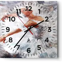 ARTTOR Wanduhr - Quadrat - Glasuhr - Frau Tanz Ballett Körper - 40x40cm - Schleichendes Uhrwerk - Lautlos - zum Aufhängen bereit - Dekoration Modern - Wanddekoration aus Glas - C4AC40x40-3101