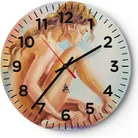 ARTTOR Wanduhr - Rund - Glasuhr - Frau Nacktheit Abgesehen von - 30x30cm - Schleichendes Uhrwerk - Lautlos - zum Aufhängen bereit - Dekoration Modern - Wanddekoration aus Glas - C4AR30x30-4174