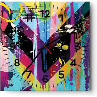 ARTTOR Wanduhr - Quadrat - Glasuhr - Abstraktion modern - 40x40cm - Schleichendes Uhrwerk - Lautlos - zum Aufhängen bereit - Dekoration Modern - Wanddekoration aus Glas - C4AC40x40-3604
