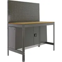 Proregal Werkbank BUFFALO mit Werkzeugwand und Schrank | HxBxT 84x120x61cm | Traglast 600kg | Verzinkt