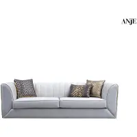 AEA Weißer Edelstahl Dreisitzer Textilmöbel Wohnzimmer Couch Polstermöbel