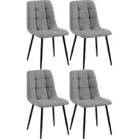 CLP 4er Set Esszimmerstuhl Tilde gepolstert mit Rückenlehne bis 150 kg belastbar grau Material Stoff