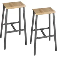 Bümö Barhocker Industrial-Look (2er-Set) - Optik: Asteiche/Rohstahl
