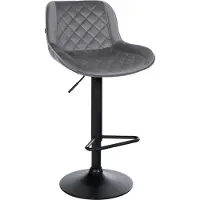 CLP Barhocker höhenverstellbar, Barstuhl Kasson drehbar mit Rückenlehne, modern dunkelgrau Material Samt