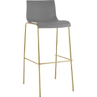 DELUKE Barhocker TENAR - Kunststoff Grau 43x48x100 cm Gold | Barstuhl Mit Lehne Tresenhocker Tresenstuhl Kneipenhocker Kneipenstuhl