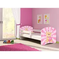 Clamaro Kinderbett, Babybett 70x140, 80x160, 80x180cm Juniorbett, Kind, Motiv, Schublade , Bett Farbe:10 Pink Teddybear, Ausführung:Ohne Bettkasten, Bett Größe:160 x 80 cm