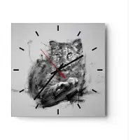 ARTTOR Wanduhr - Quadrat - Glasuhr - Tier Abstraktion - 40x40cm - Schleichendes Uhrwerk - Lautlos - zum Aufhängen bereit - Dekoration Modern - Wanddekoration aus Glas - C3AC40x40-3850