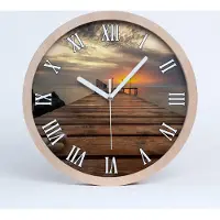 Tulup Holzuhr 25fi cm wanduhr - weiße Spitzen - Holzsteg