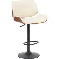 DELUKE Barhocker LOTUN - Metall Walnuss/creme 55x51x93 cm | Barstuhl Höhenverstellbar Mit Lehne Drehbar Tresenhocker Tresenstuhl Kneipenhocker Kneipenstuhl