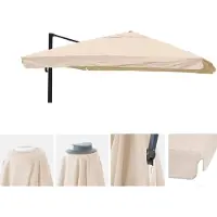 Mendler Ersatz-Bezug für Luxus-Ampelschirm MCW-A96 mit Flap, Schirmbezug Ersatzbezug, 3,5x3,5m (Ø4,95m) Polyester creme