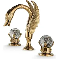 ARI Waschbeck armatur, Wasserhahn Bad Swan, Arbeitsplatte, Golden, Hochdruck, mit Regulierung von Wasserfluss und Wassertemperatur