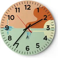 ARTTOR Wanduhr - Rund - Glasuhr - Sonne Segelschiff Laterne - 40x40cm - Schleichendes Uhrwerk - Lautlos - zum Aufhängen bereit - Dekoration Modern - Wanddekoration aus Glas - C4AR40x40-4888