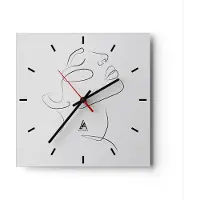ARTTOR Wanduhr - Quadrat - Glasuhr - Stück Linear Gesicht - 40x40cm - Schleichendes Uhrwerk - Lautlos - zum Aufhängen bereit - Dekoration Modern - Wanddekoration aus Glas - C3AC40x40-4823