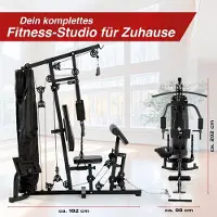 DS Produkte FitEngine Kraftstation Trainingsbank Heimtrainer multifunktion Fitnessstation Gym Hantelbank Fitnesscenter Metall Gewichte Homegym Klimmzugstange dips