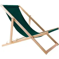 Woodok Liegestuhl Klappbar Holz - Strandstuhl aus Buchenholz bis 120kg, ohne Armlehne - 3-Stufige Rückenlehnenverstellung (Grün)
