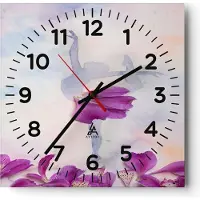 ARTTOR Wanduhr - Quadrat - Glasuhr - Ballett Blumen Mädchen Eleganz - 40x40cm - Schleichendes Uhrwerk - Lautlos - zum Aufhängen bereit - Dekoration Modern - Wanddekoration aus Glas - C4AC40x40-3104