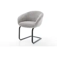 DELIFE Freischwinger Vinka-Flex mit Armlehnen Cord Silbergrau Freischwinger flach Schwarz Taschenfederkern