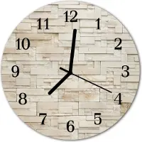 Tulup Glasuhr Wanduhr Küchenuhr Echt-Glas 30fi cm Steinwand braun