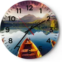 ARTTOR Wanduhr - Rund - Glasuhr - See Natur - 30x30cm - Schleichendes Uhrwerk - Lautlos - zum Aufhängen bereit - Dekoration Modern - Wanddekoration aus Glas - C4AR30x30-3579