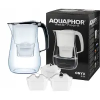 AQUAPHOR Wasserfilterkanne Onyx 4,2 l 3 Maxfor+ Mg Filtereinsätze Schwarz