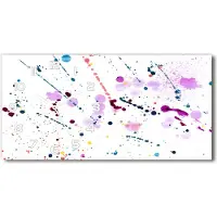 Tulup Wanduhr aus Glas – 60x30 cm - Glasbild - Glasuhr - Gehärtetes Glas - weisse-zeiger - abstrakte Flecken