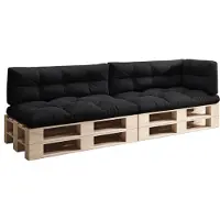 Sunnypillow Palettenkissen für Palettenmöbel - 5er Set - Palettenauflage 120 x 80 für Palettensofa - Palettenpolster für Garten, Gesteppte Kissen für Europaletten - Sitzkissen & Rückenkissen Schwarz