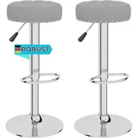 DELUKE Barhocker KENTR höhenverstellbar 2er Set Grau Stoff | Barstühle drehbar Küchenhocker Thekenhocker für Küche Hausbar